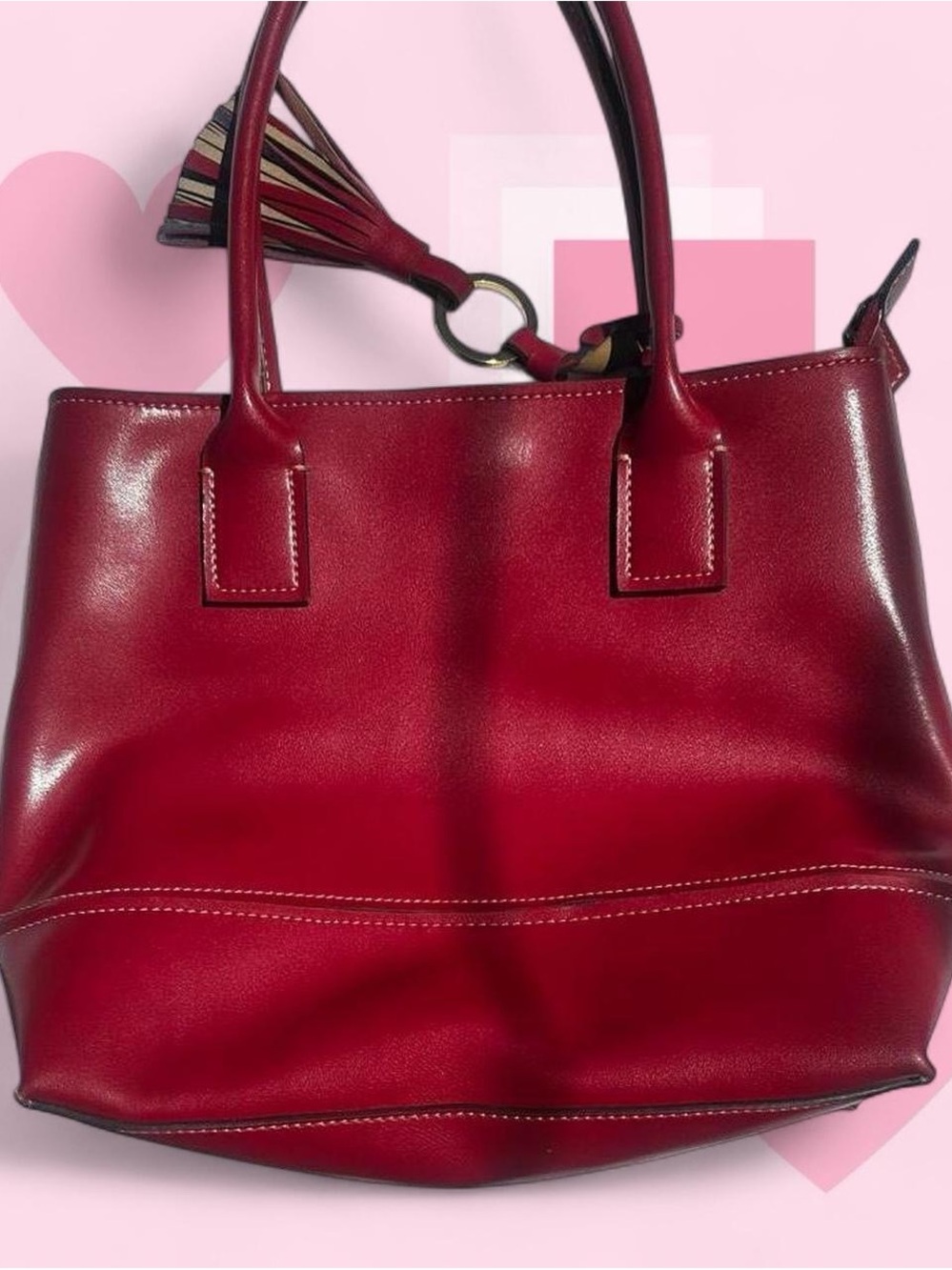 Red Leather Tote Bag - Stylish Everyday Handbag